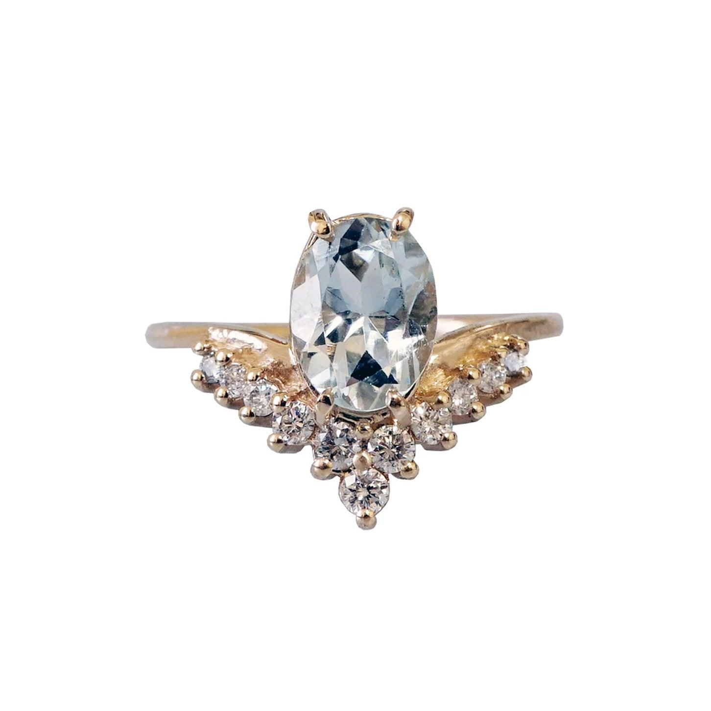 Oval Aquamarine Diamond ring- Tippy Taste Jewelry