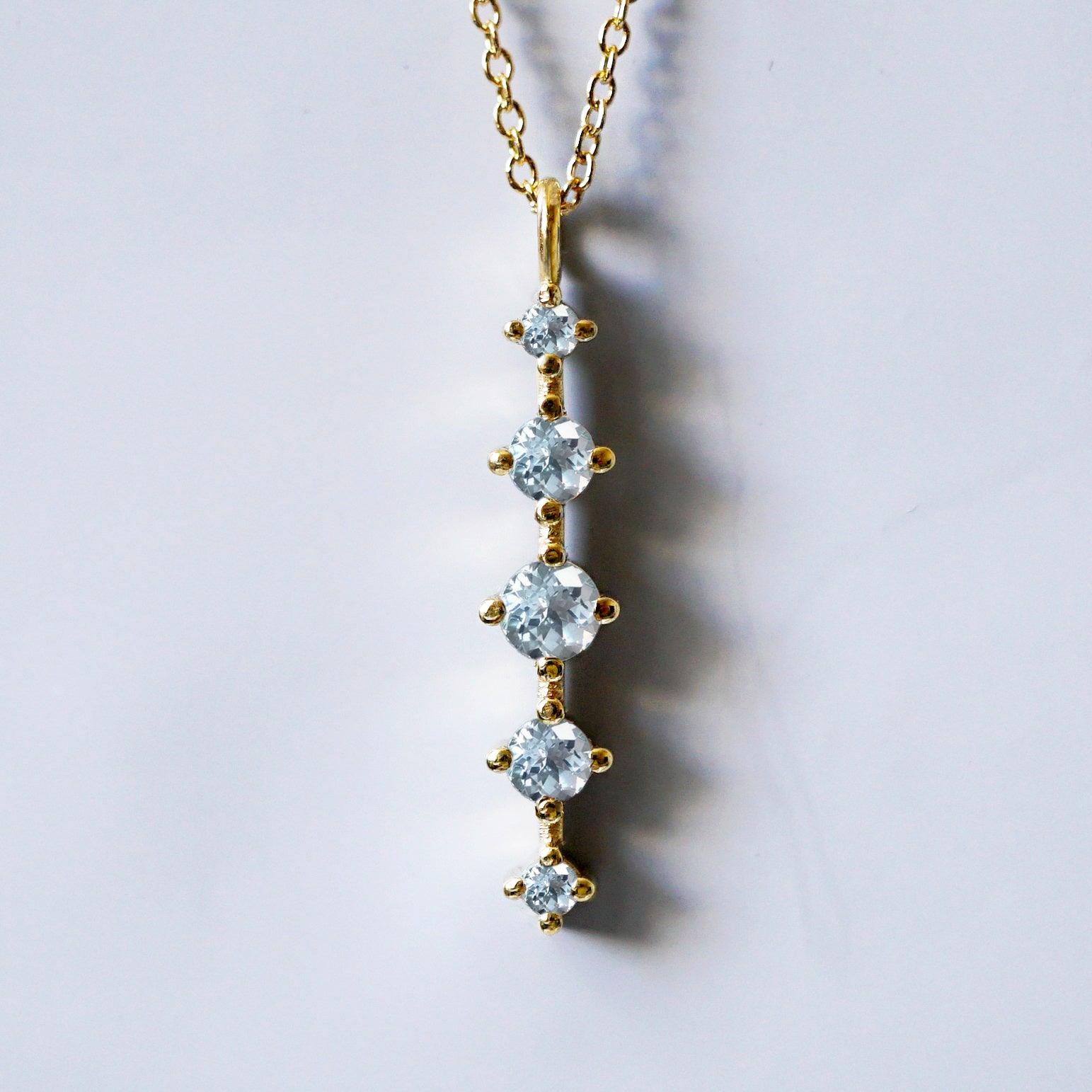 14K Aquamarine Waterfall Necklace - Tippy Taste Jewelry