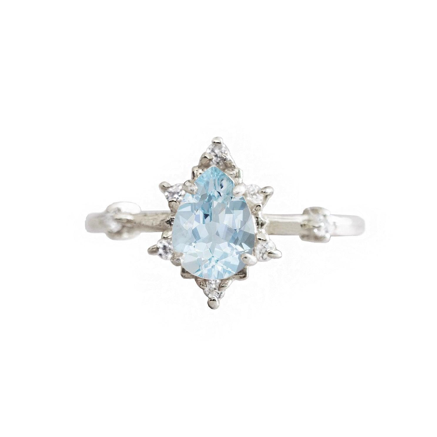 Pear Aquamarine Ring