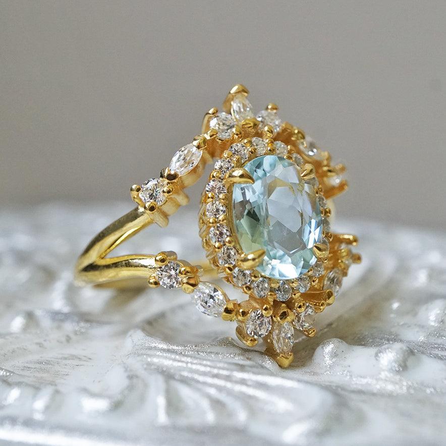 Aquamarine Ocean Diamond Ring in 14K and 18K Gold – Tippy Taste
