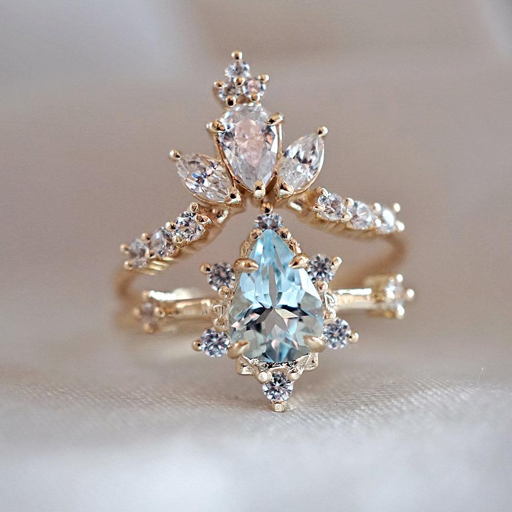 14K Aquamarine Crush Ring Set - Tippy Taste Jewelry