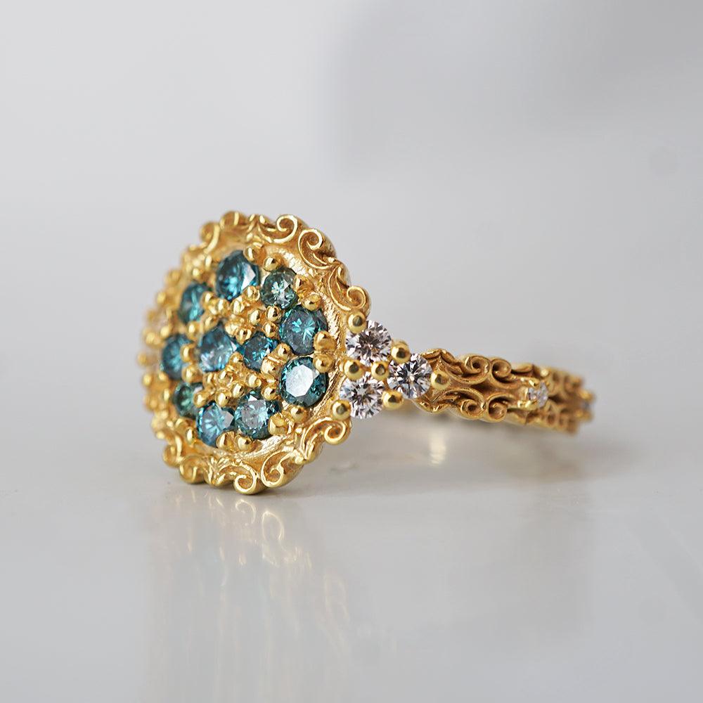 Limited Edition: Apollonian Blue Diamond Ring in 14K and 18K Gold - Tippy Taste Jewelry