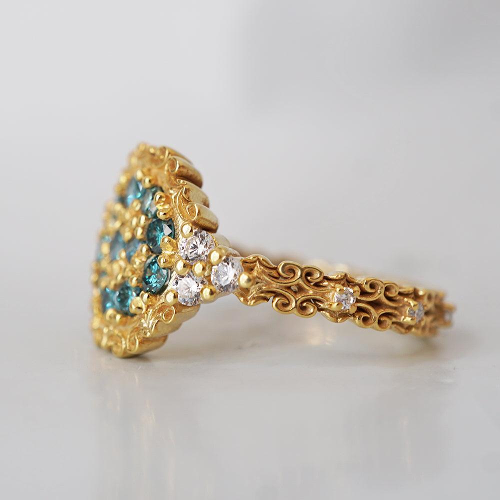 Limited Edition: Apollonian Blue Diamond Ring in 14K and 18K Gold - Tippy Taste Jewelry