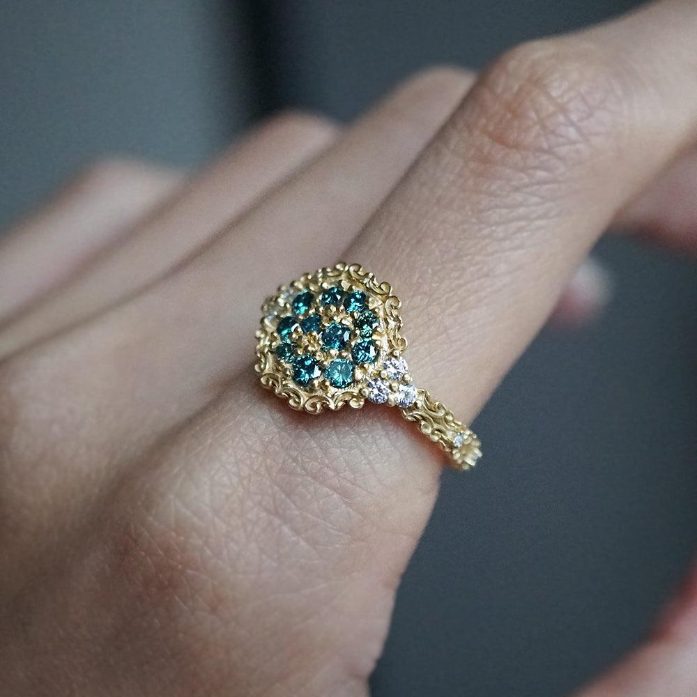 Limited Edition: Apollonian Blue Diamond Ring in 14K and 18K Gold - Tippy Taste Jewelry