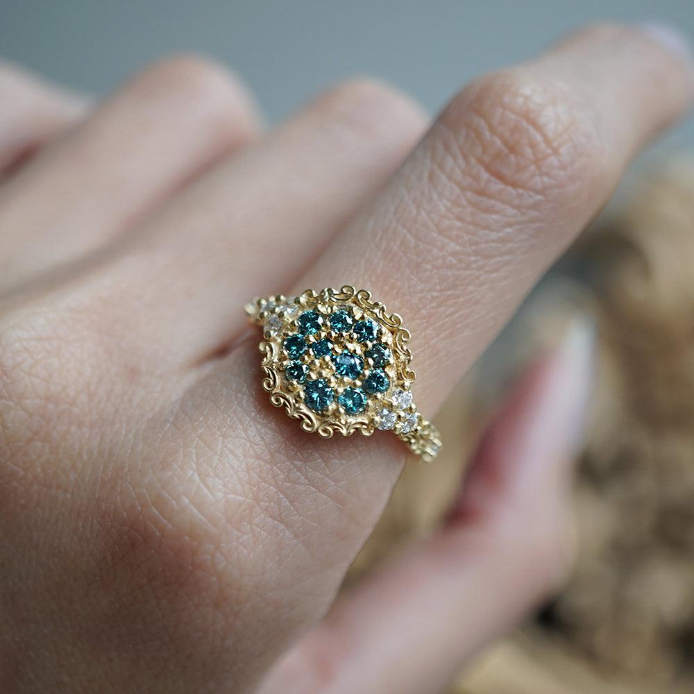 Limited Edition: Apollonian Blue Diamond Ring in 14K and 18K Gold - Tippy Taste Jewelry