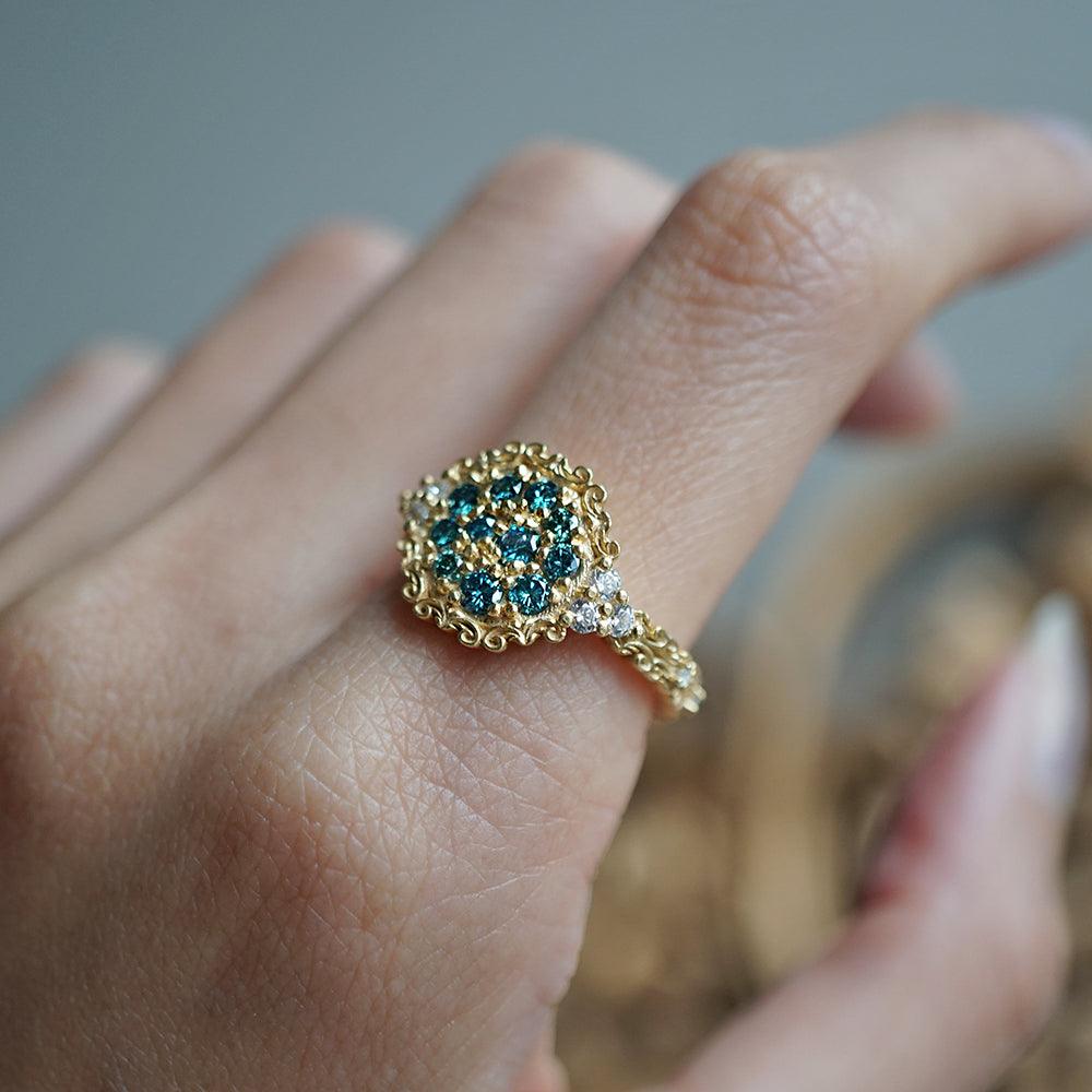 Limited Edition: Apollonian Blue Diamond Ring in 14K and 18K Gold - Tippy Taste Jewelry