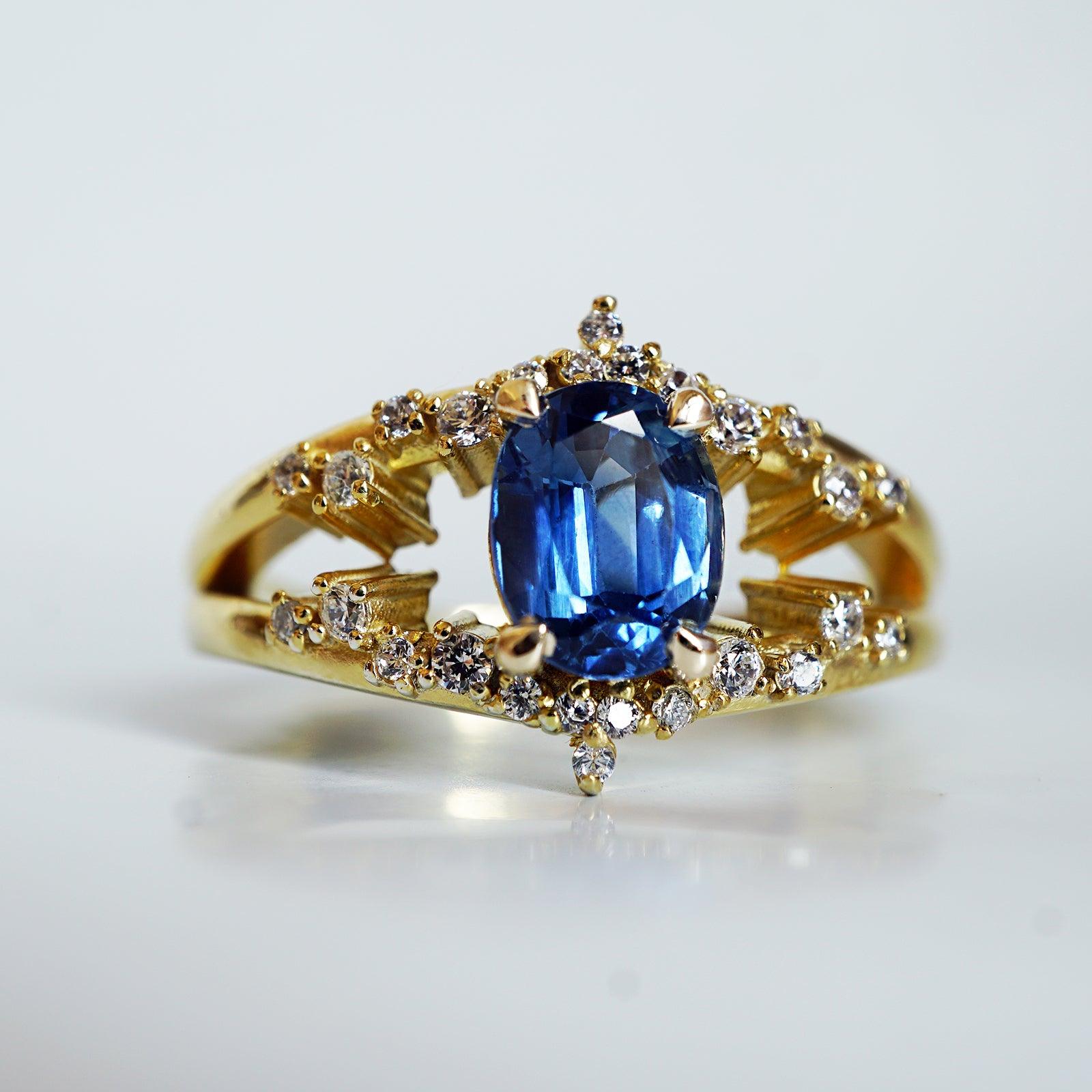 Celestial Blue Sapphire Diamond Ring in 14K and 18K Gold - Tippy Taste Jewelry