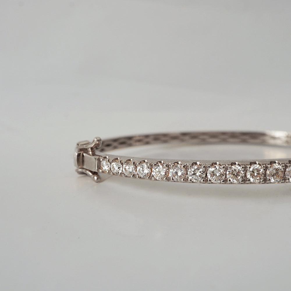 classic diamond pave bangle white gold