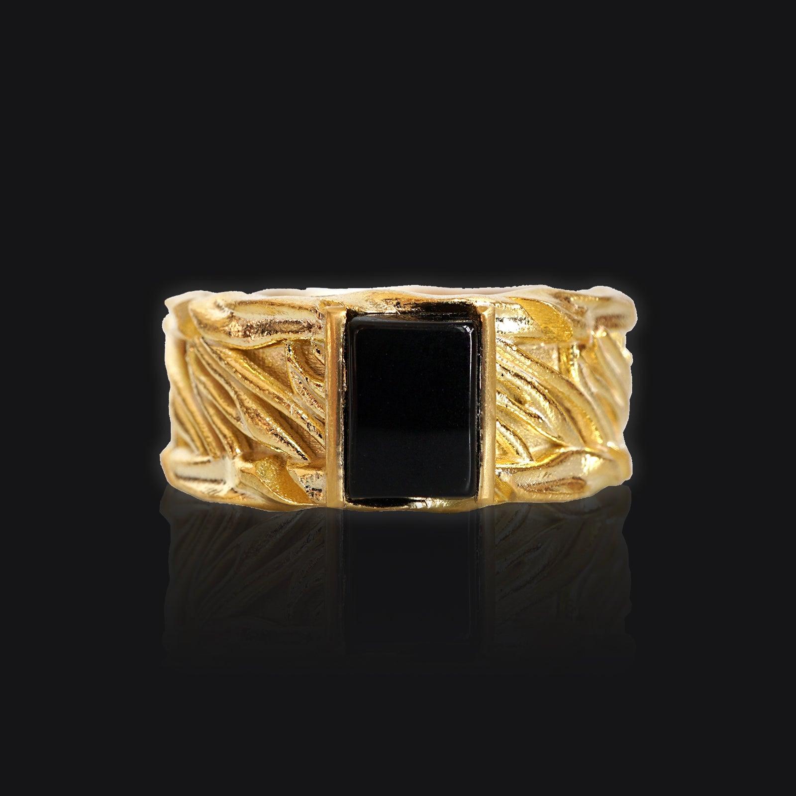 Byzantine Onyx Ring in Sterling Silver and 14K Gold, 9.8mm – Tippy