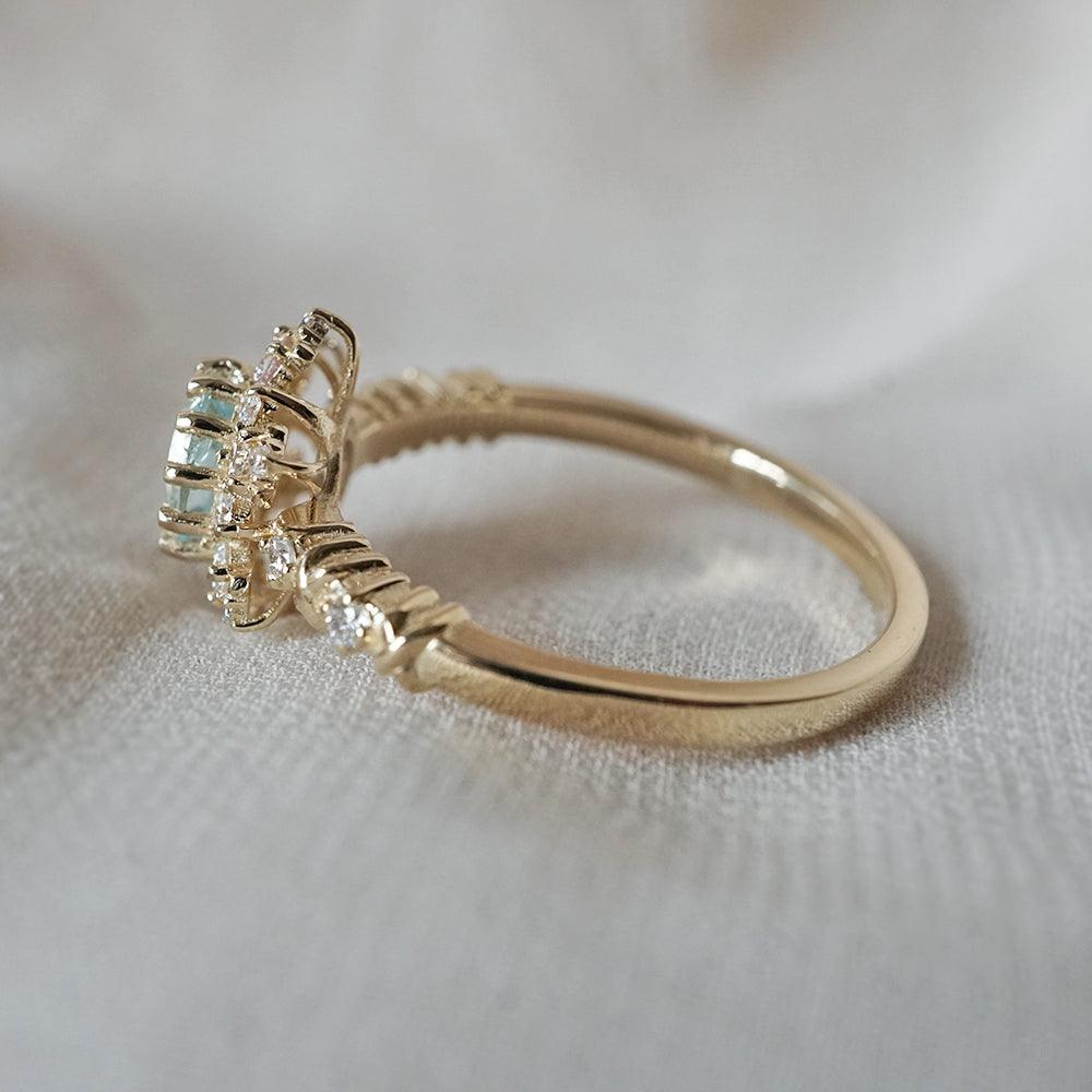 Aquamarine Snowflake Diamond Ring in 14K and 18K Gold - Tippy Taste Jewelry