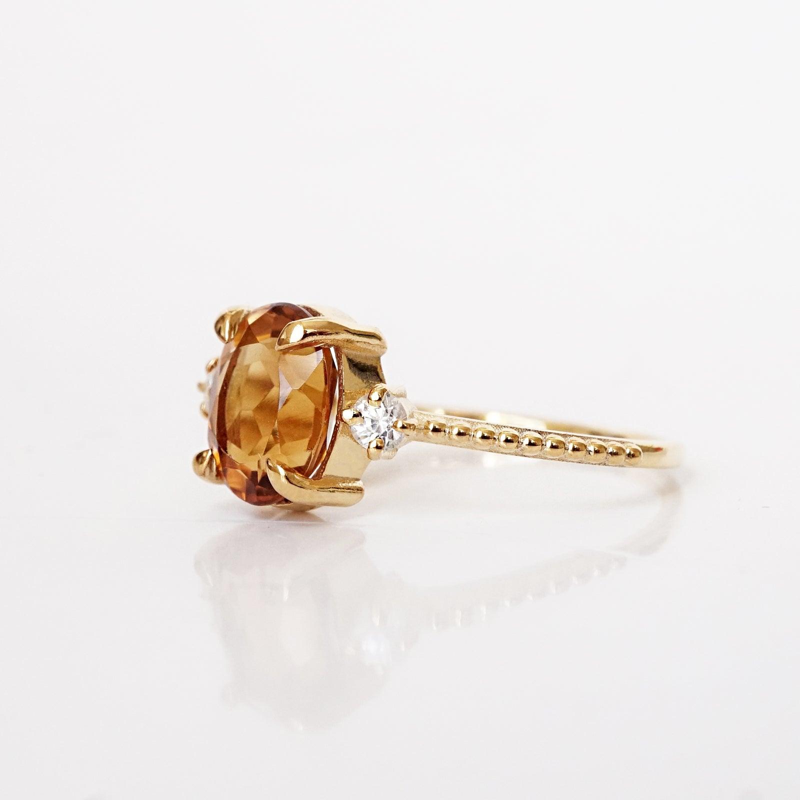 Oval Citrine Sunrise Ring - Tippy Taste Jewelry