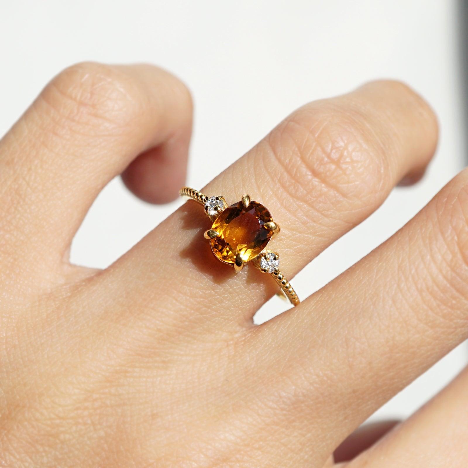 Oval shop citrine ring