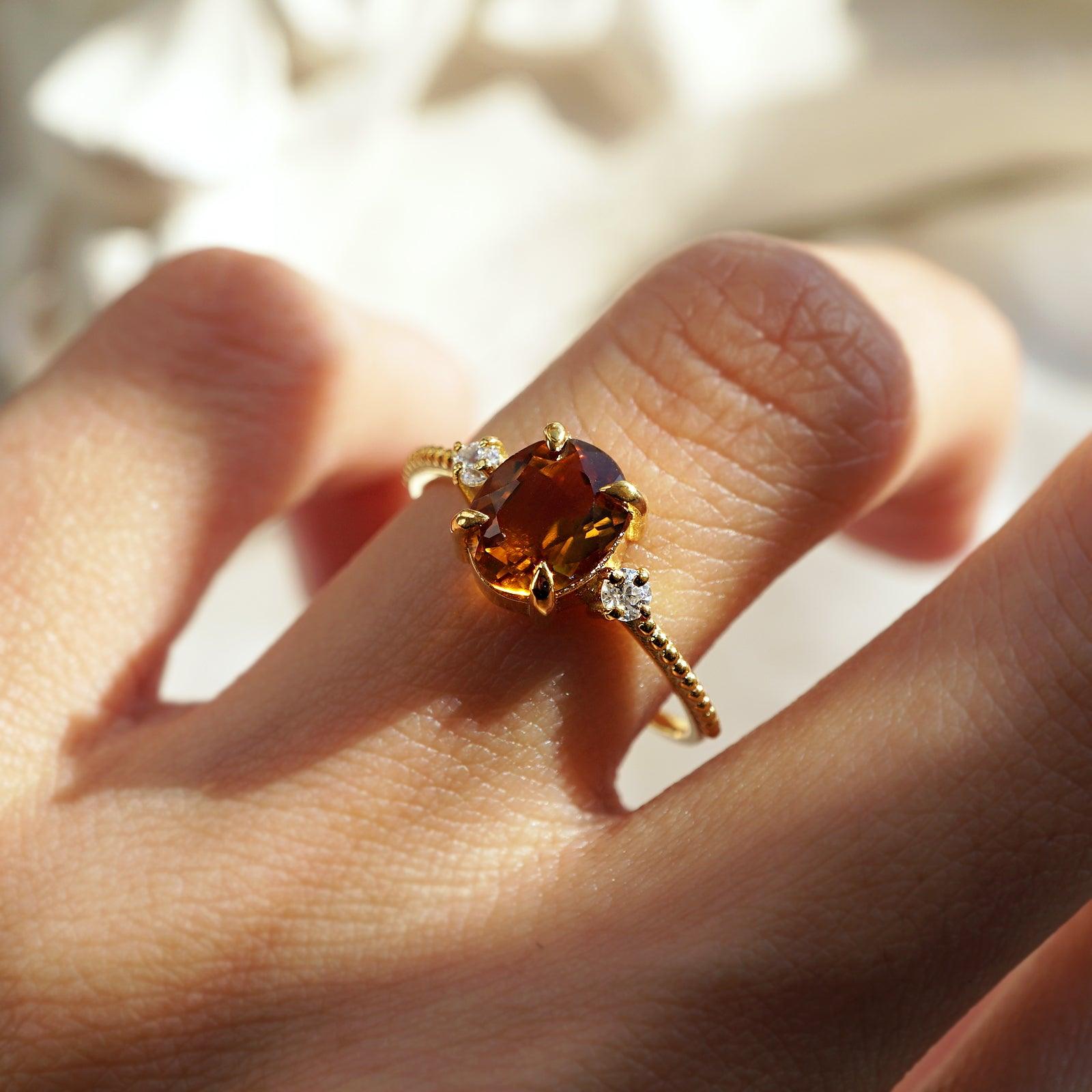 Oval Citrine Sunrise Ring - Tippy Taste Jewelry