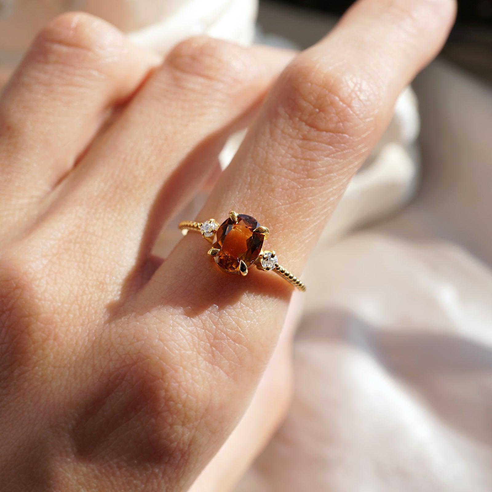 Oval Citrine Sunrise Ring - Tippy Taste Jewelry