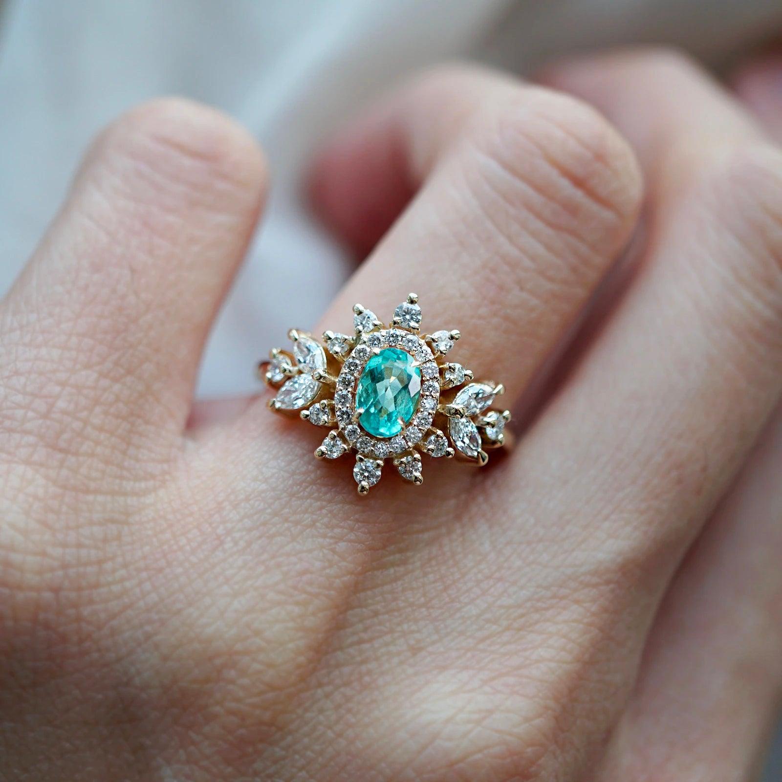 Limited Edition: Coco Tourmaline Paraiba Diamond Ring - Tippy Taste Jewelry