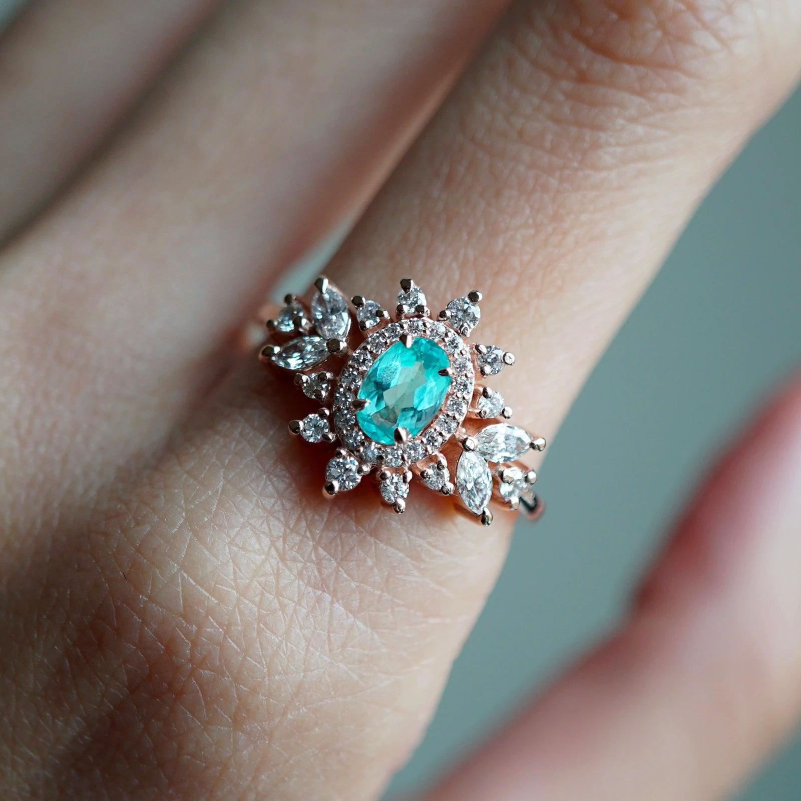 Limited Edition: Coco Tourmaline Paraiba Diamond Ring - Tippy Taste Jewelry