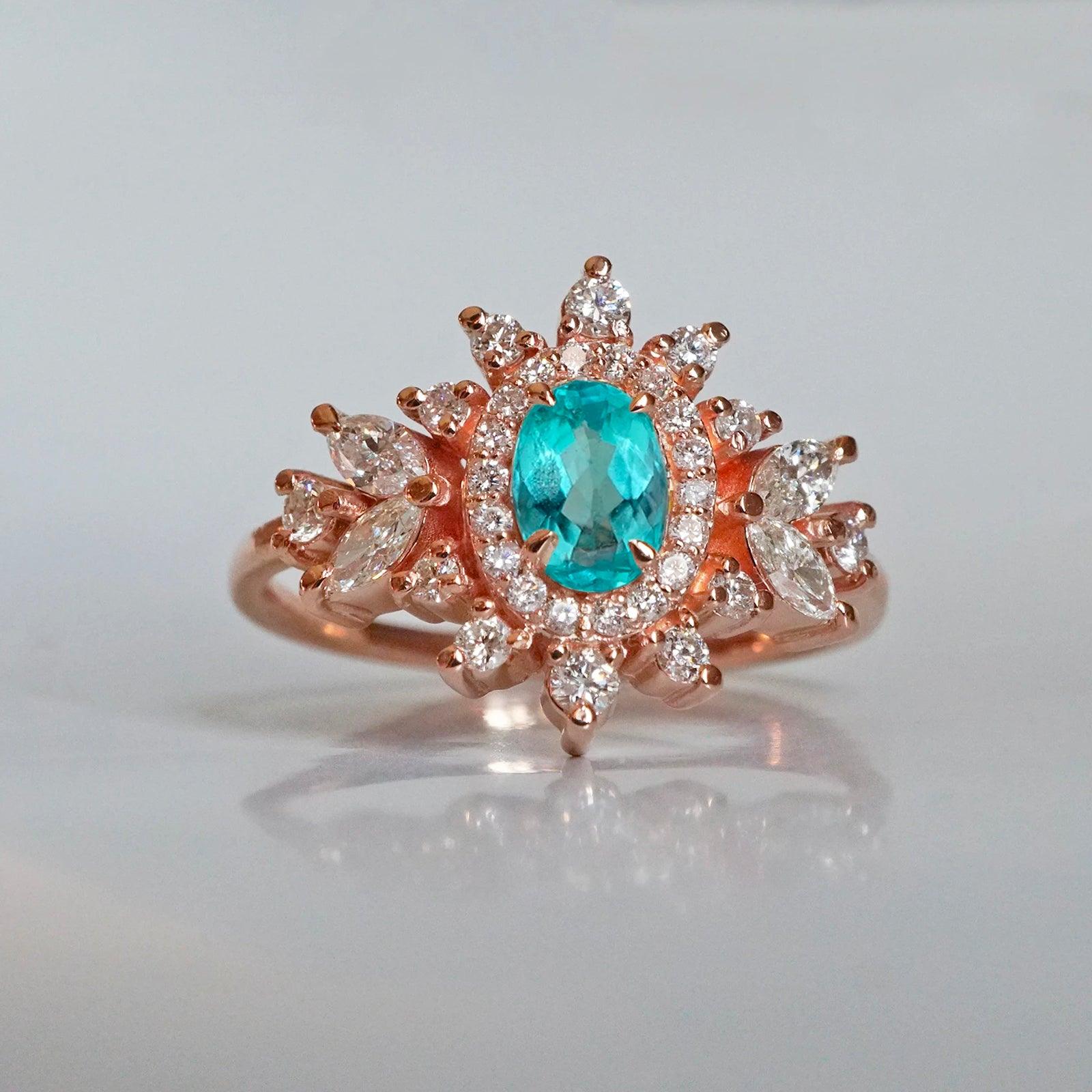 Limited Edition: Coco Tourmaline Paraiba Diamond Ring - Tippy Taste Jewelry