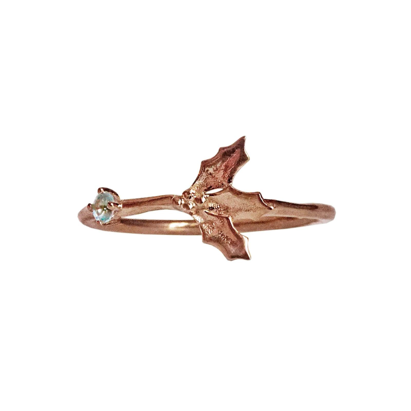 December birth flower ring rose gold