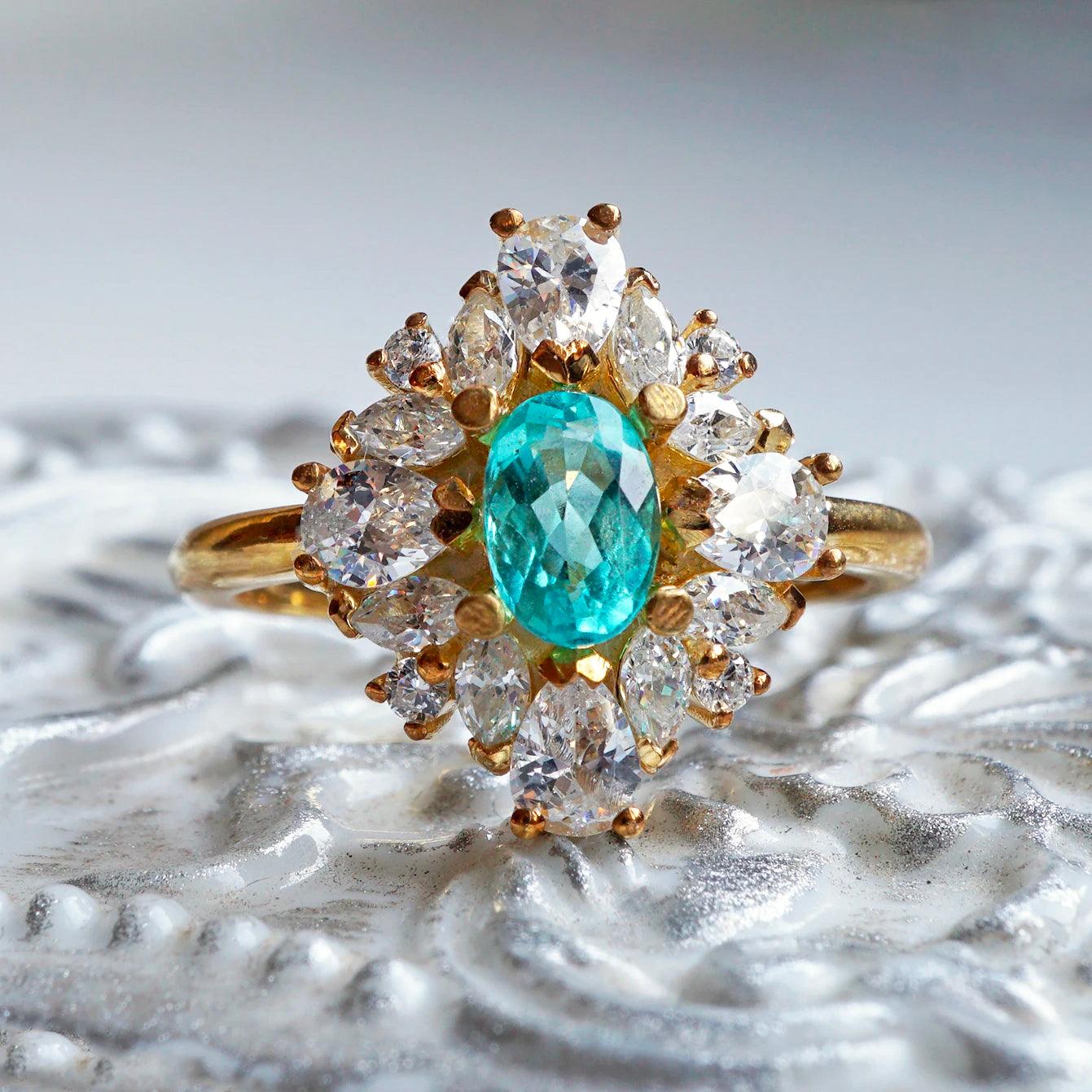 One Of A Kind: Duchess Paraiba Tourmaline Diamond Ring - Tippy Taste Jewelry