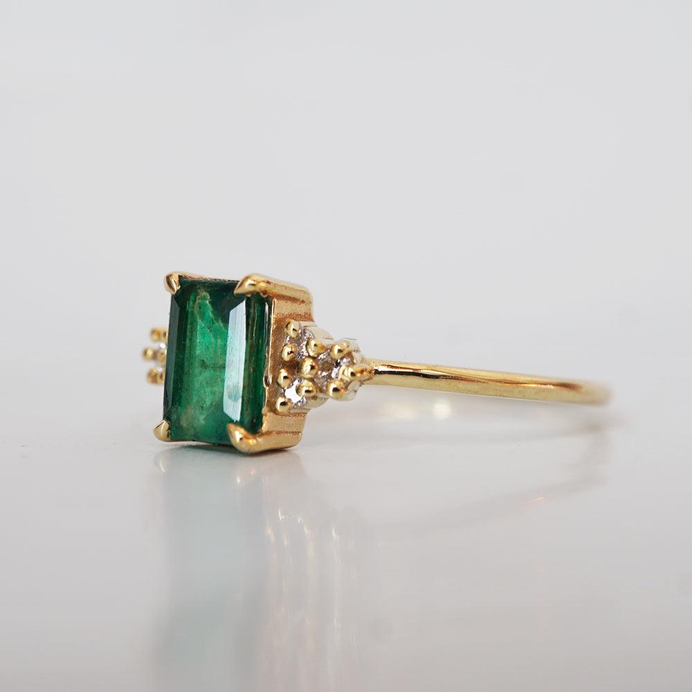 14K Emerald Hermes Diamond Ring - Tippy Taste Jewelry