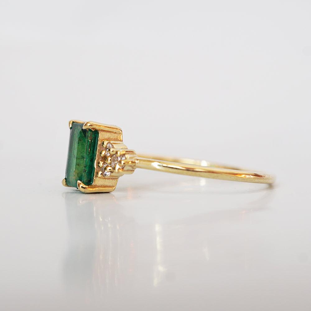 14K Emerald Hermes Diamond Ring - Tippy Taste Jewelry