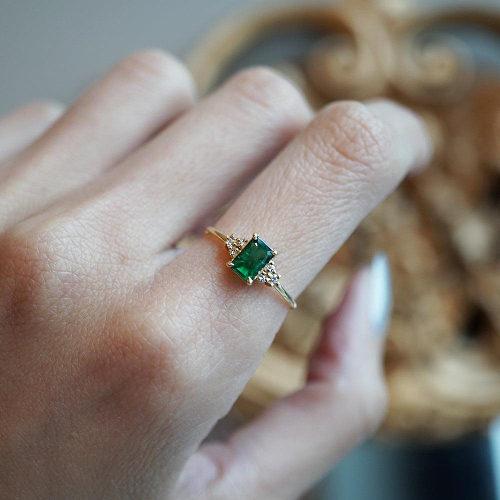 14K Emerald Hermes Diamond Ring - Tippy Taste Jewelry