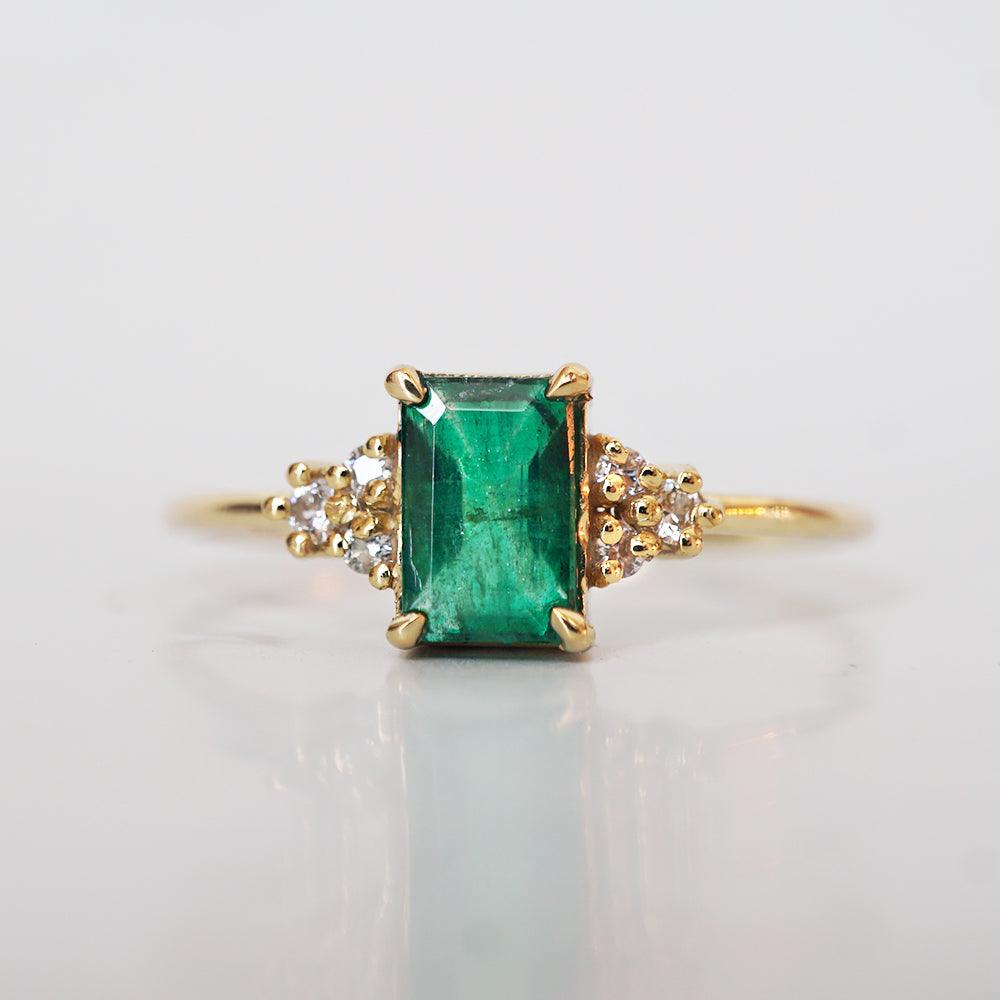 14K Emerald Hermes Diamond Ring - Tippy Taste Jewelry