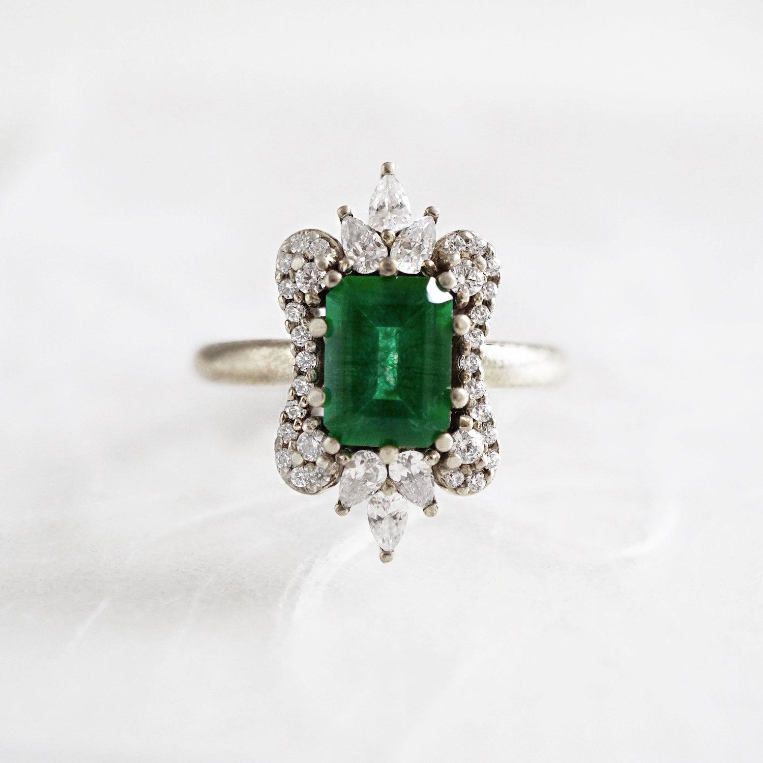 Eleanor Emerald Diamond Ring - Tippy Taste Jewelry