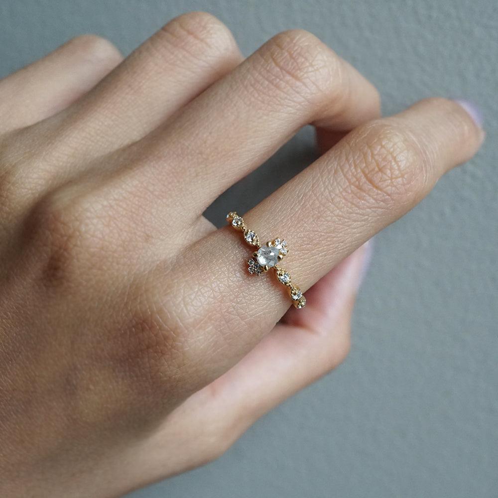 14K Ethereal Salt & Pepper Diamond Ring - Tippy Taste Jewelry