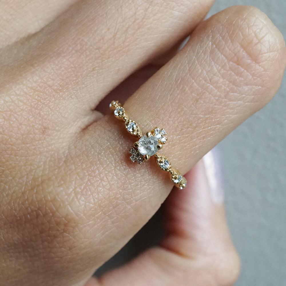 14K Ethereal Salt & Pepper Diamond Ring - Tippy Taste Jewelry