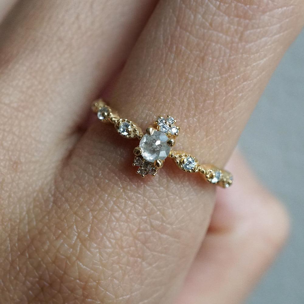 14K Ethereal Salt & Pepper Diamond Ring - Tippy Taste Jewelry