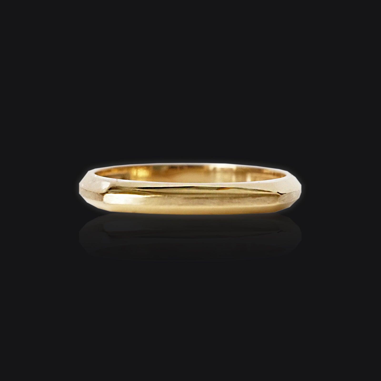 Faceted Ring Band in 14K and 18K Gold, 3mm - Tippy Taste Jewelry