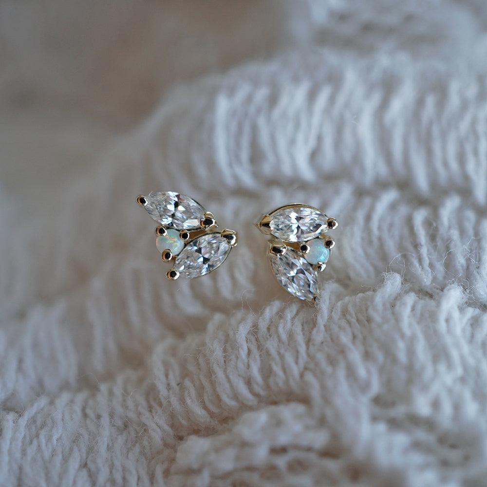 14K Opal Fairy Wing Studs - Tippy Taste Jewelry