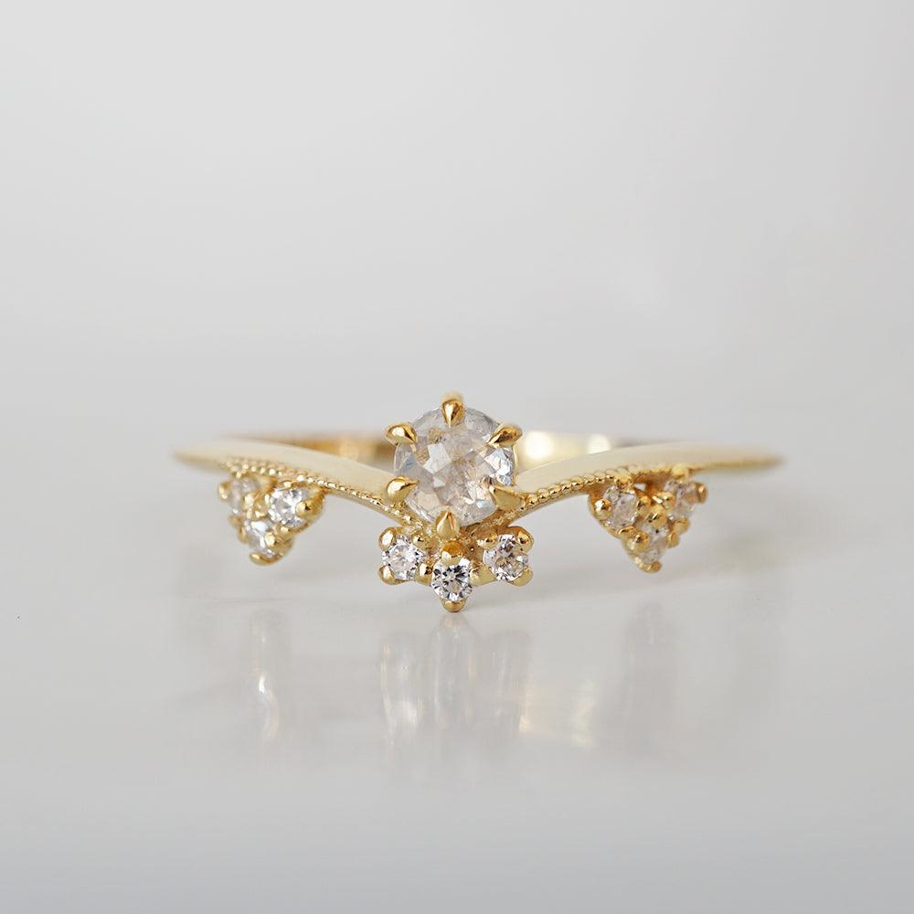 14K Fairy Salt & Pepper Diamond Ring - Tippy Taste Jewelry