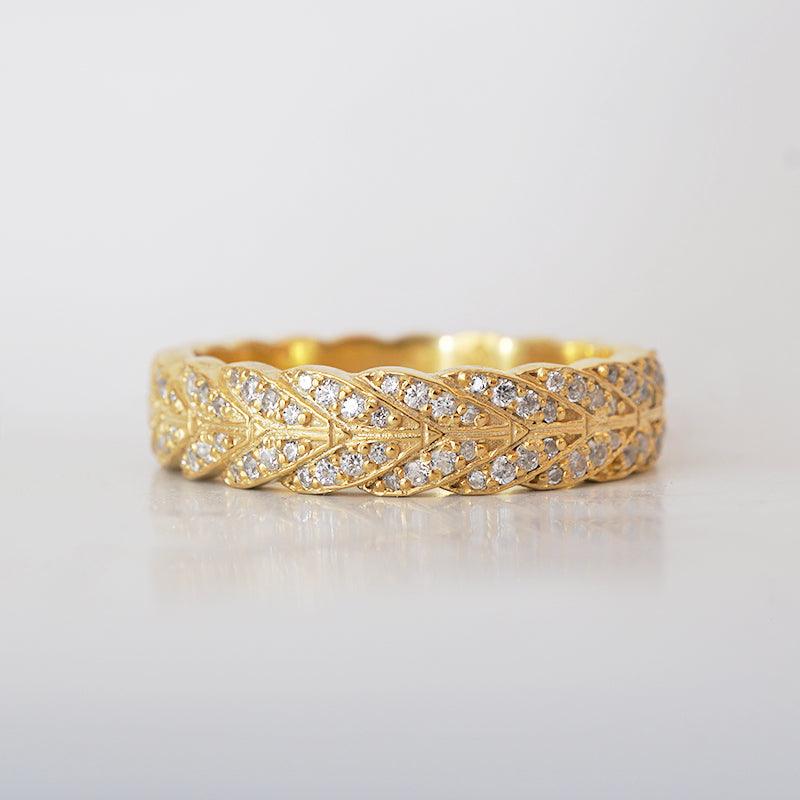 Feather Diamond Ring in 14K and 18K Gold - Tippy Taste Jewelry