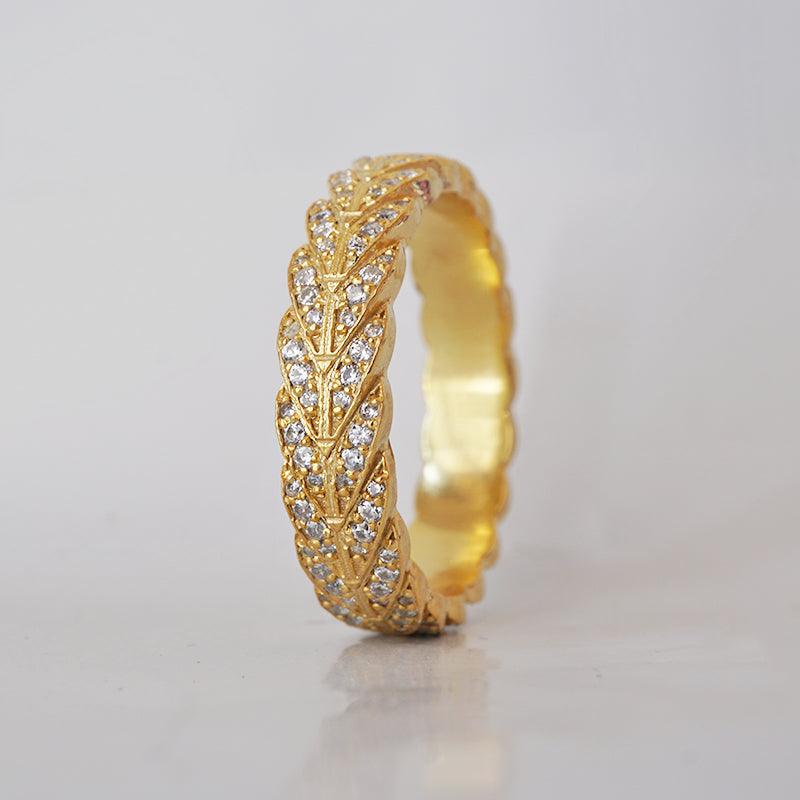 Feather Diamond Ring in 14K and 18K Gold - Tippy Taste Jewelry