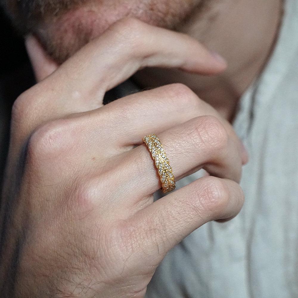 Feather Diamond Ring in 14K and 18K Gold - Tippy Taste Jewelry