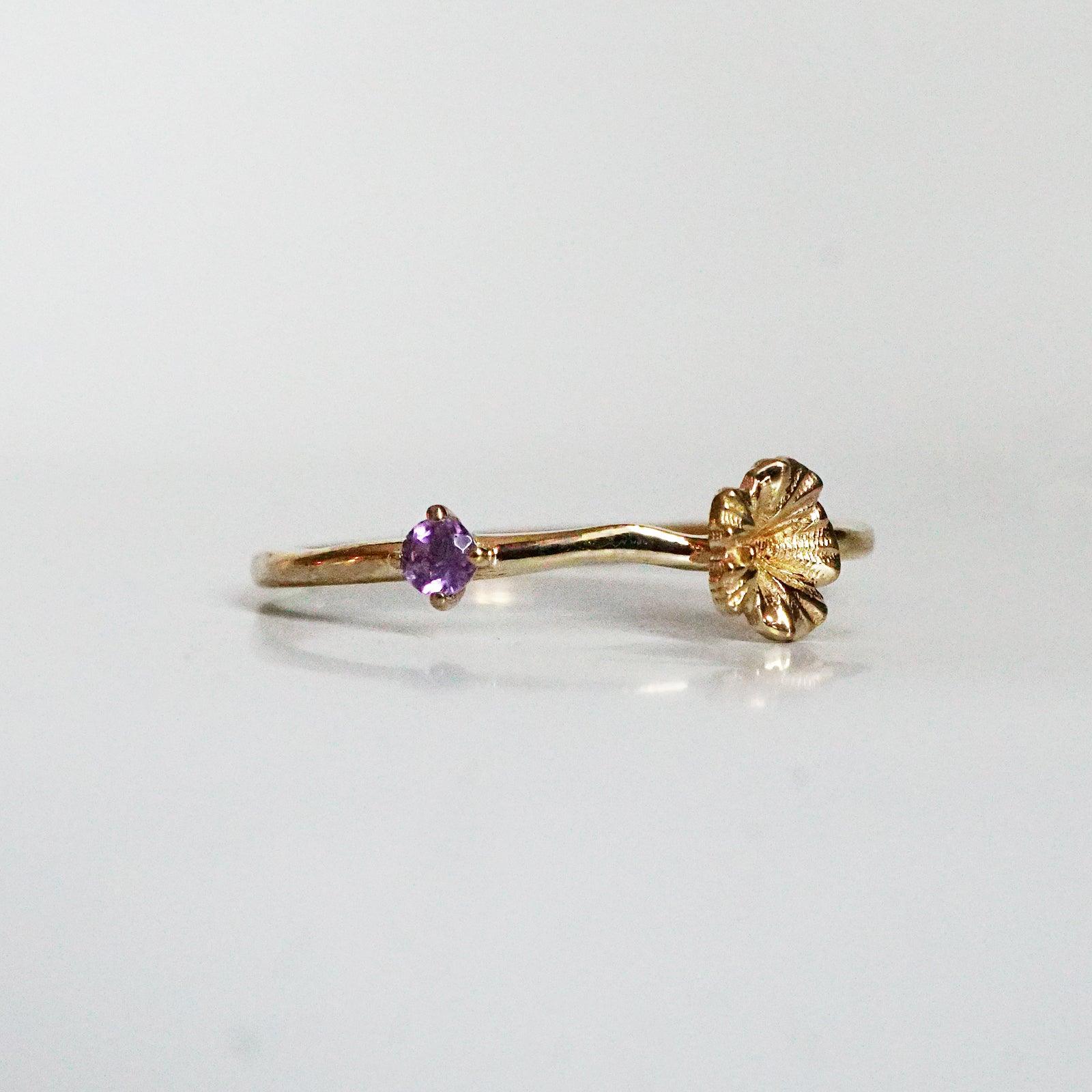 violet birth flower ring