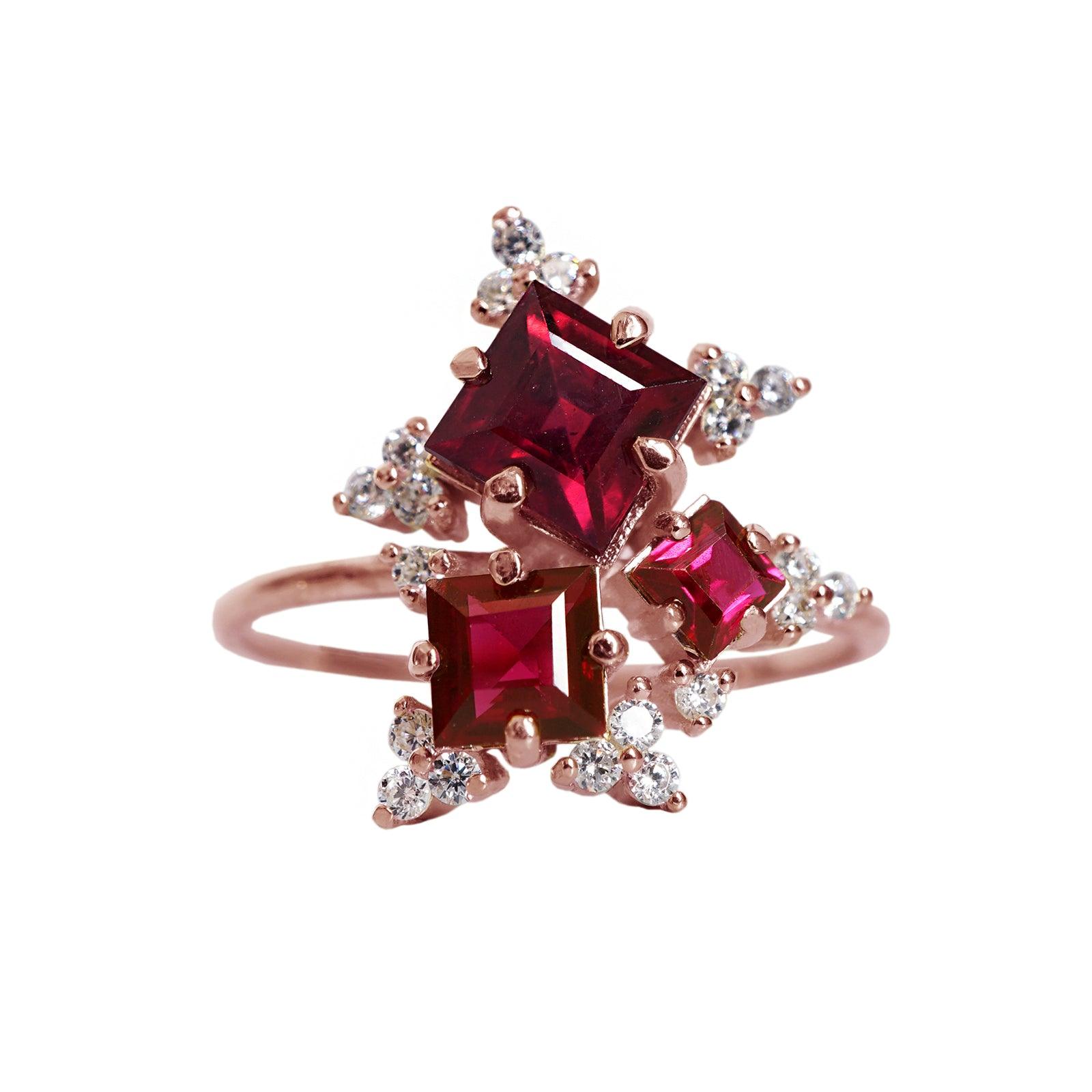 14K Garnet Firework Ring - Tippy Taste Jewelry