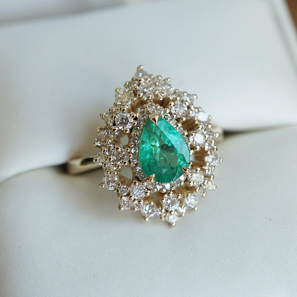 Forest Queen Emerald Diamond Ring in 14K and 18K Gold - Tippy Taste Jewelry