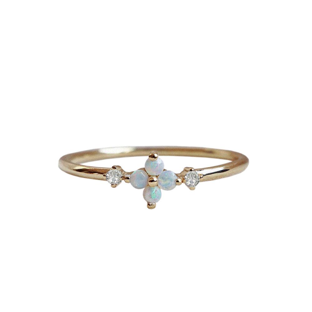 14K Forget Me Not Flower Opal Ring - Tippy Taste Jewelry