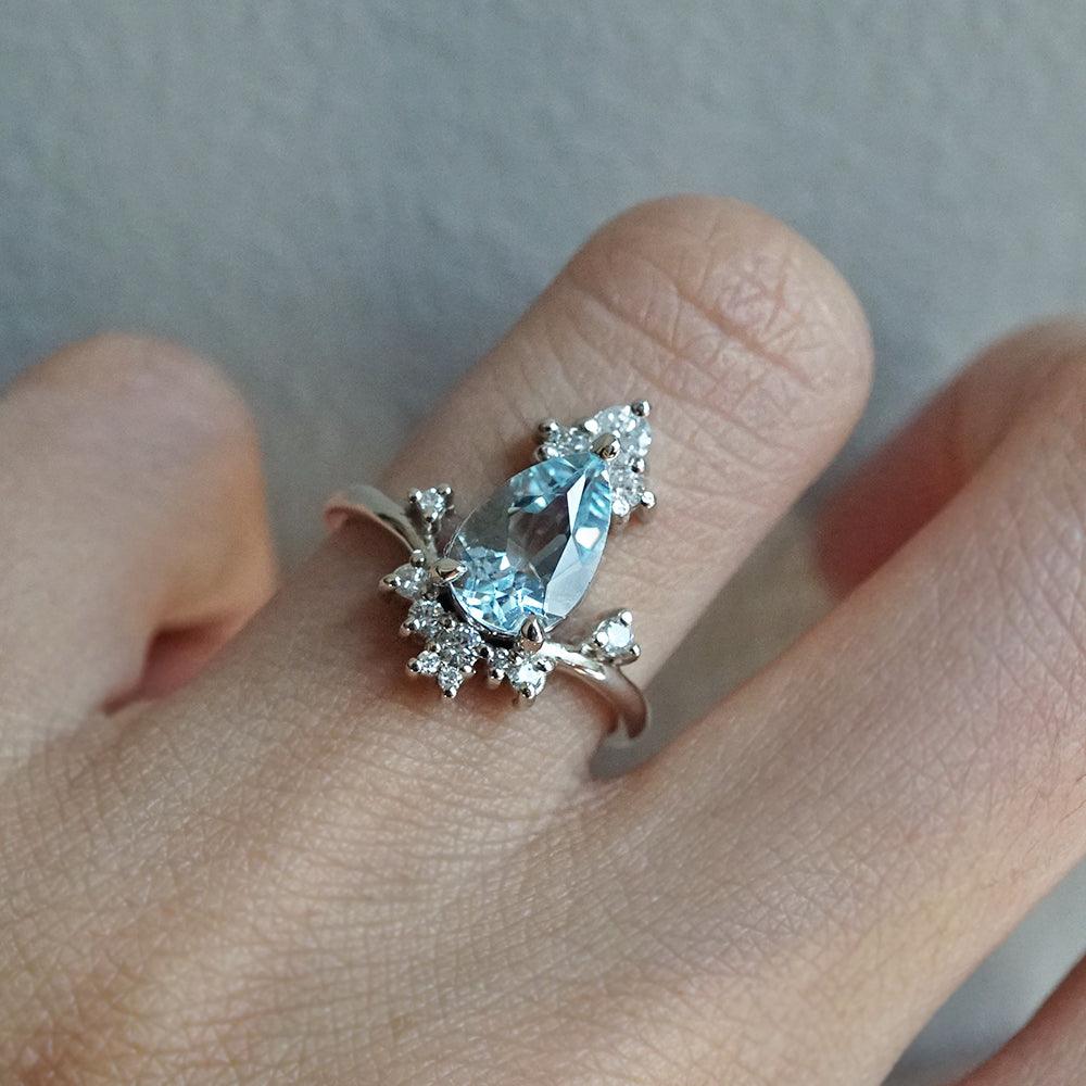 Freya Aquamarine Diamond Ring in 14K and 18K Gold - Tippy Taste Jewelry