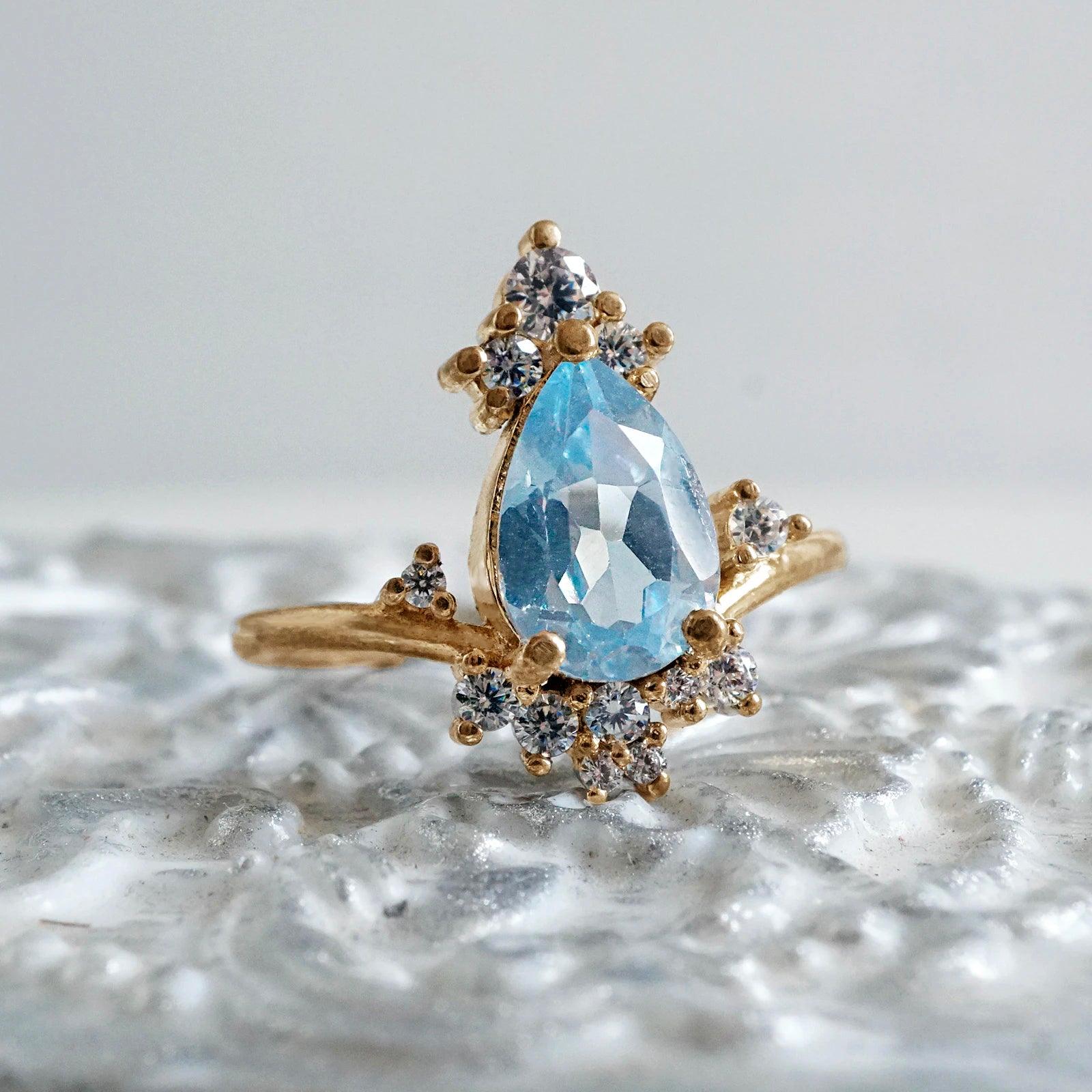 Freya Aquamarine Diamond Ring in 14K and 18K Gold - Tippy Taste Jewelry