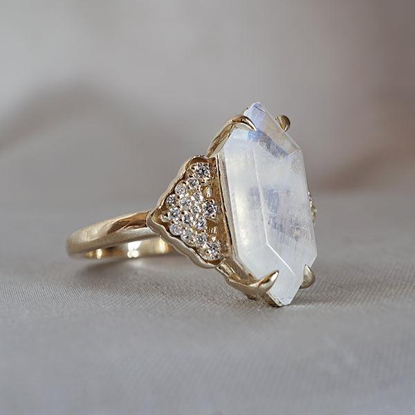 Frozen Moonstone Diamond Ring in 14K and 18K Gold - Tippy Taste Jewelry