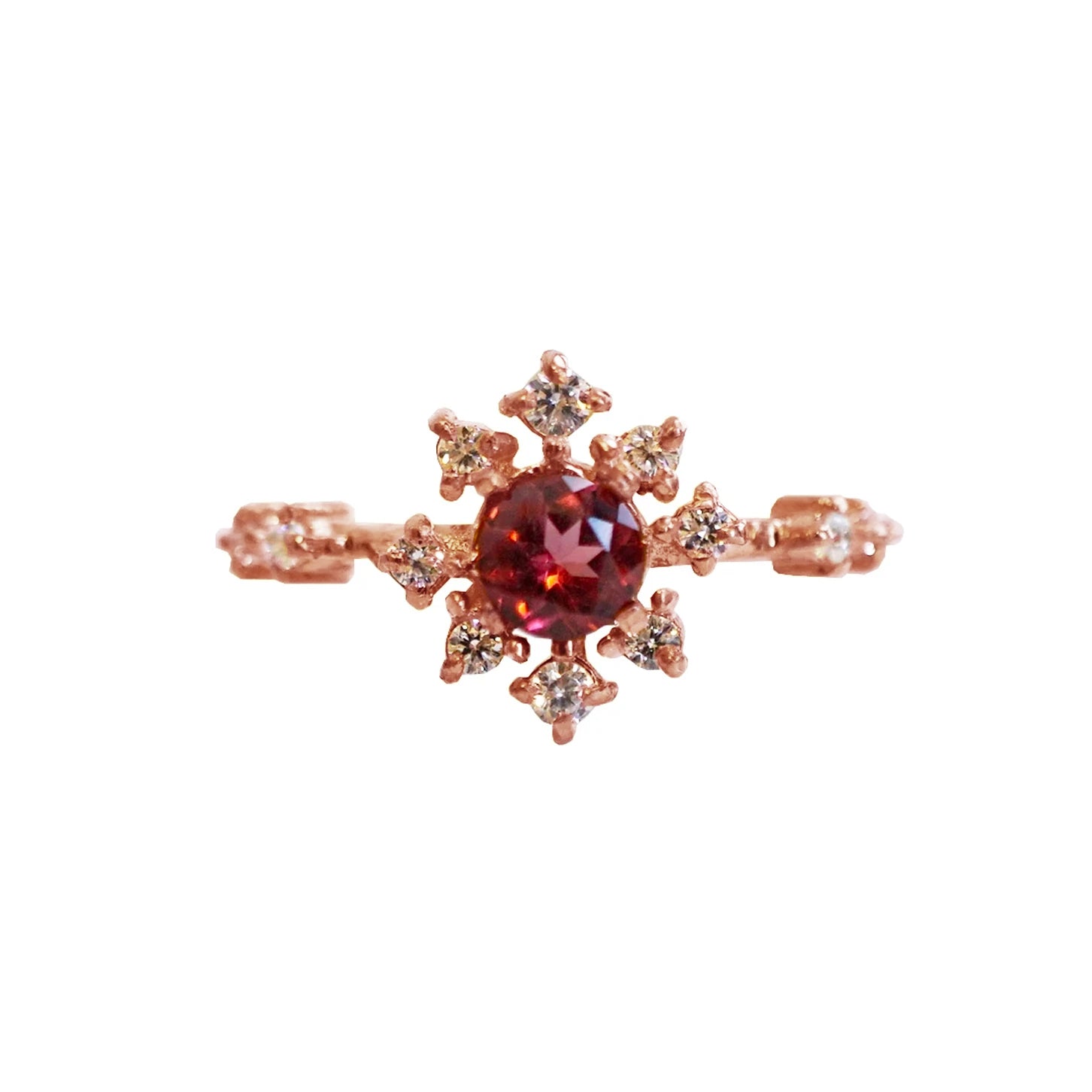 14K Round Rose Thorn Ring (Garnet or Moonstone)