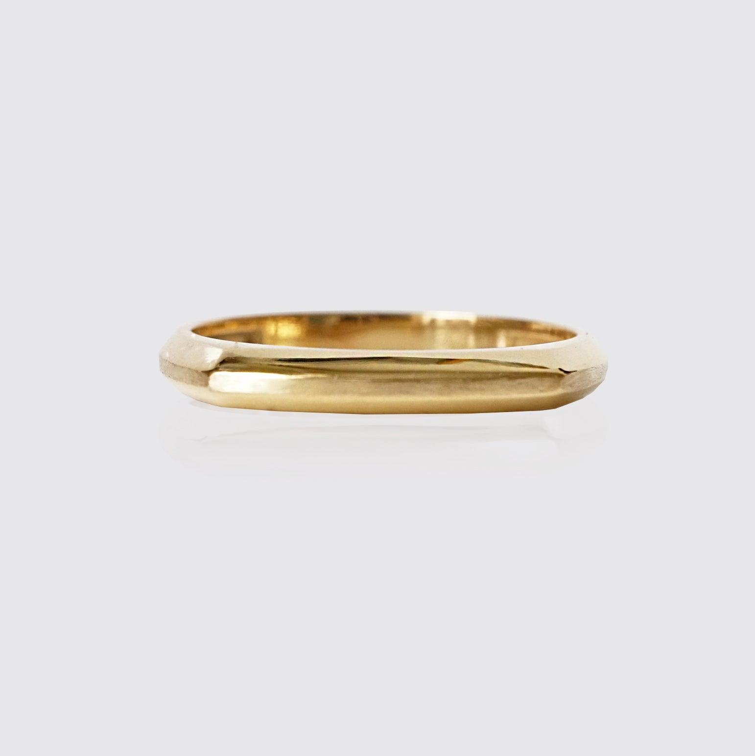 Faceted Ring Band in 14K and 18K Gold, 3mm - Tippy Taste Jewelry