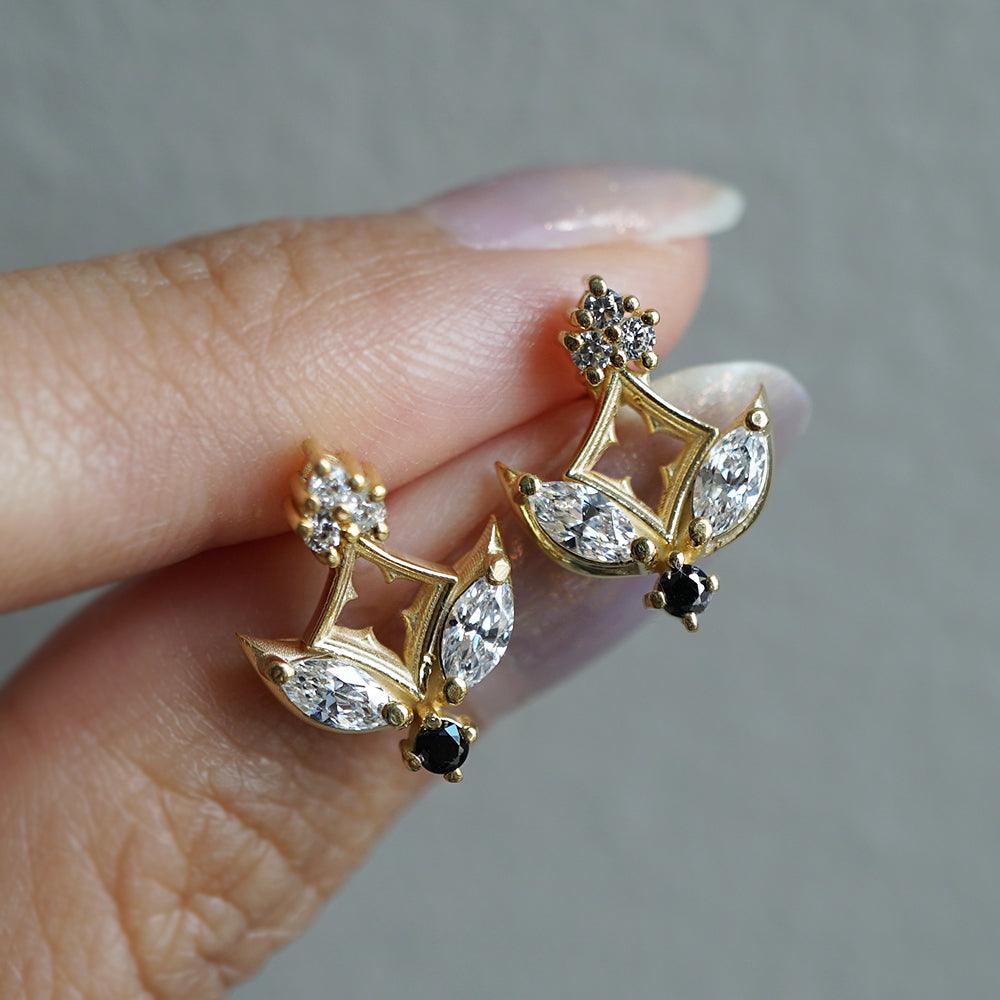 Black Diamond Gothic Midnight Studs in 14K, 18K and Platinum - Tippy Taste Jewelry