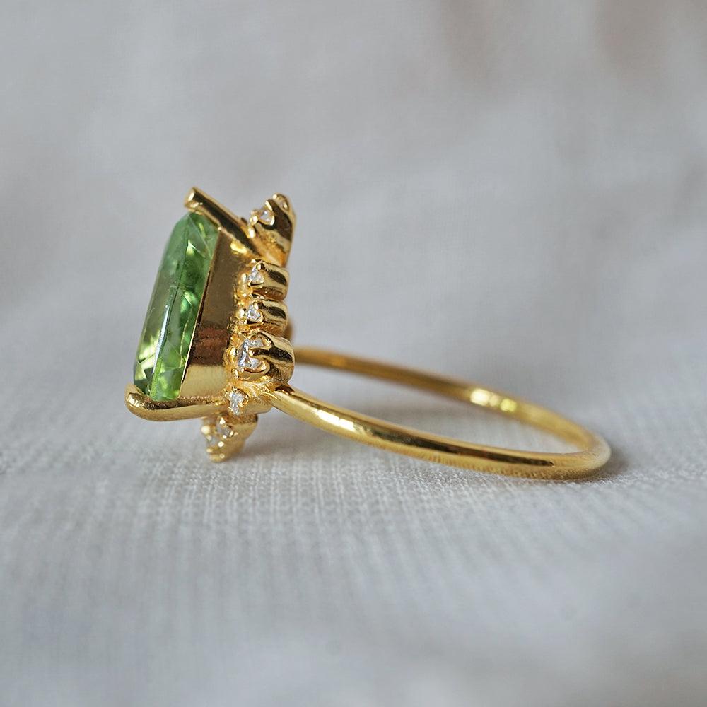 One Of A Kind: 14K Flora Green Tourmaline Diamond Ring - Tippy Taste Jewelry