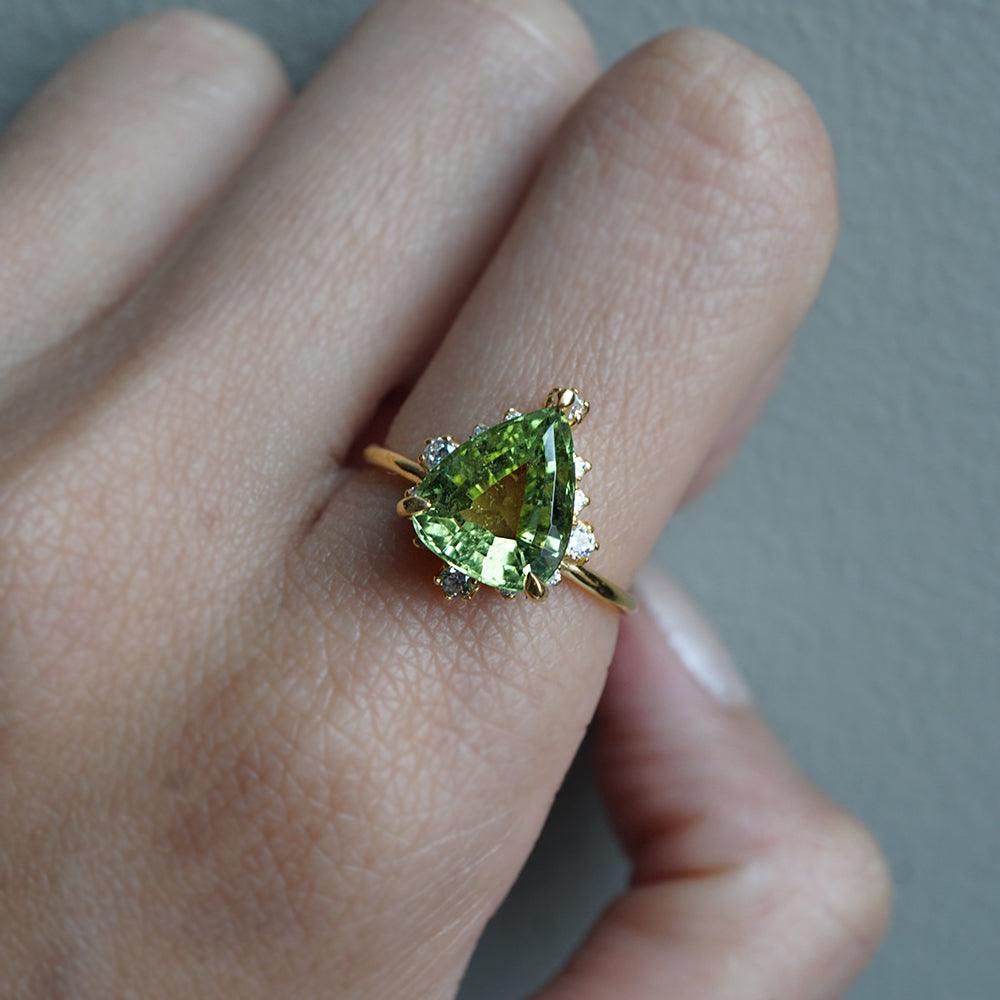 One Of A Kind: 14K Flora Green Tourmaline Diamond Ring - Tippy Taste Jewelry