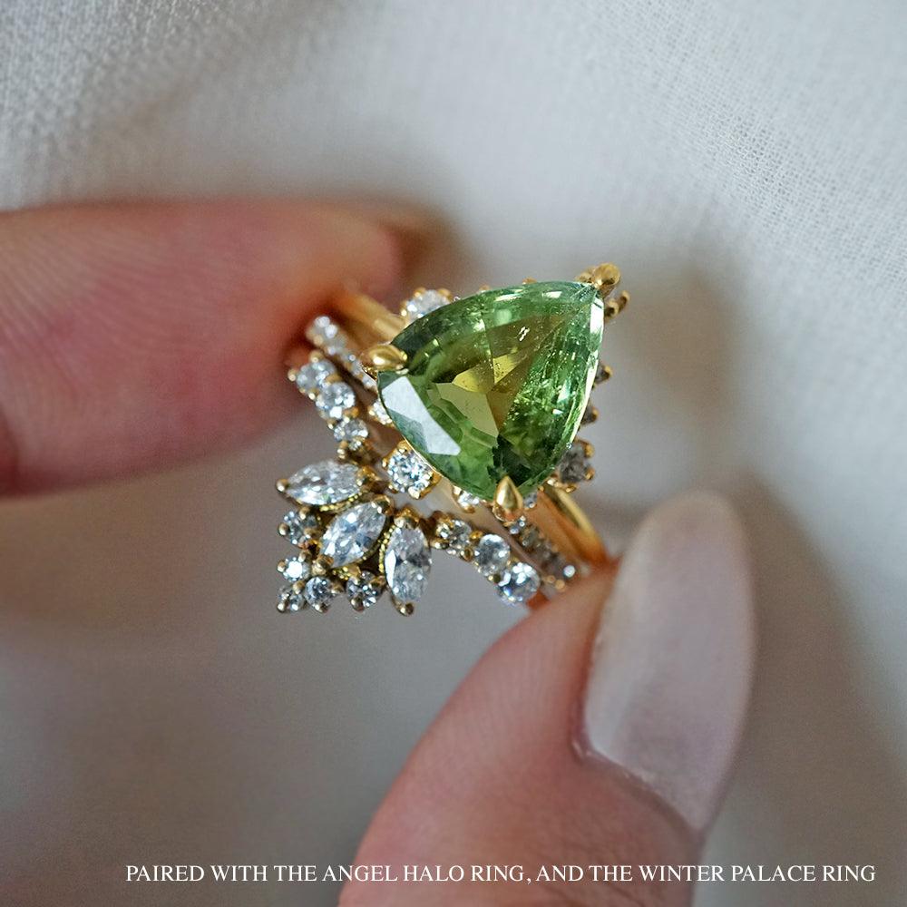 One Of A Kind: 14K Flora Green Tourmaline Diamond Ring - Tippy Taste Jewelry